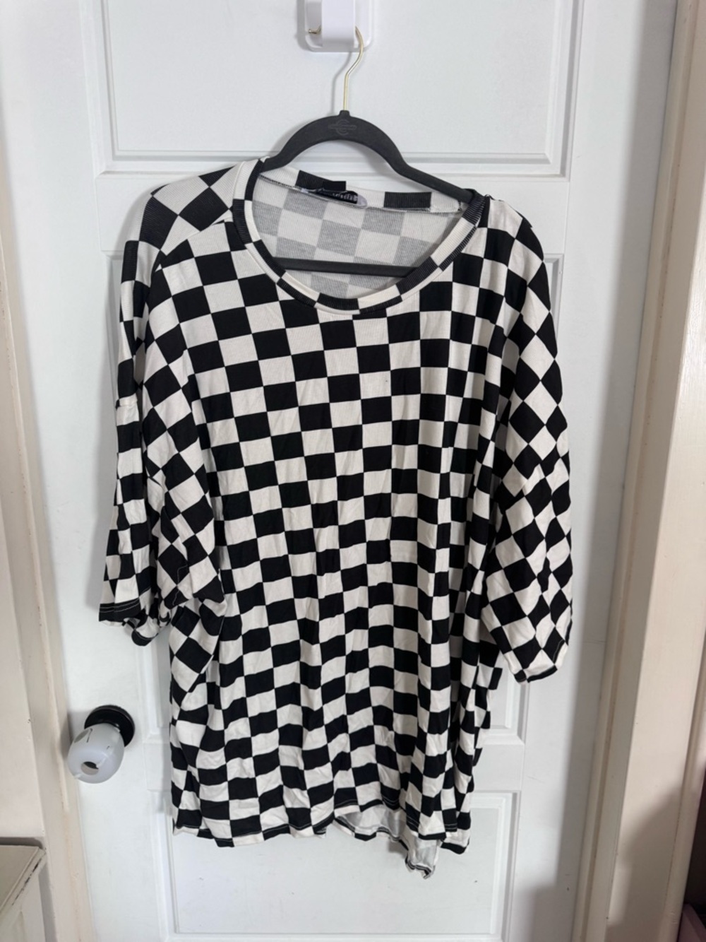 WKND Chaser Black & White Checkerboard Short Sleeve Top